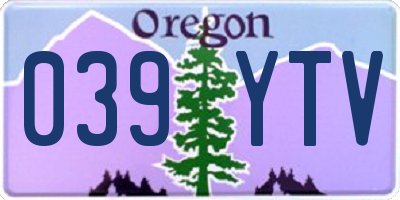 OR license plate 039YTV