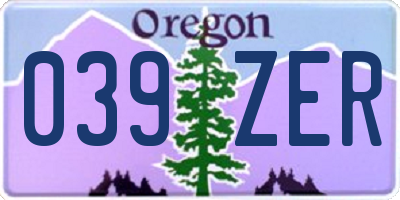 OR license plate 039ZER