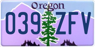 OR license plate 039ZFV
