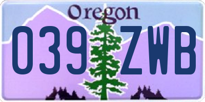 OR license plate 039ZWB
