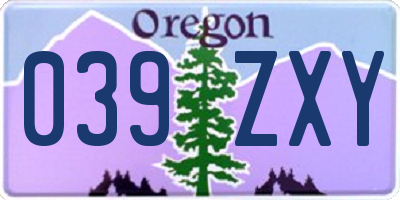 OR license plate 039ZXY