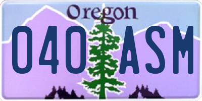 OR license plate 040ASM