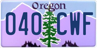 OR license plate 040CWF