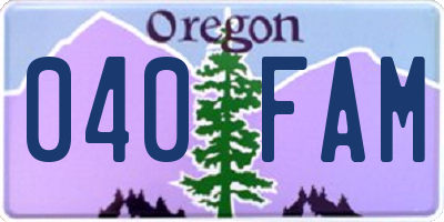 OR license plate 040FAM