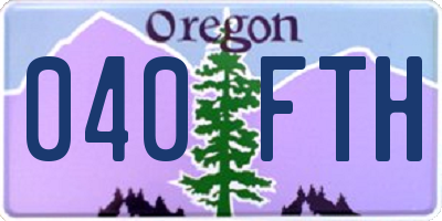 OR license plate 040FTH