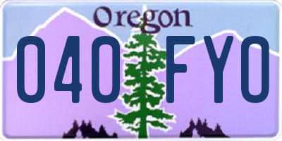 OR license plate 040FYO