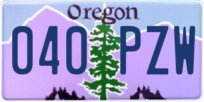 OR license plate 040PZW
