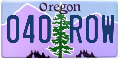 OR license plate 040ROW