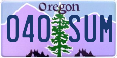 OR license plate 040SUM