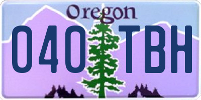 OR license plate 040TBH