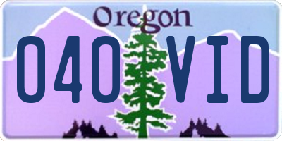 OR license plate 040VID