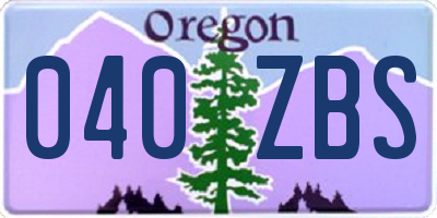 OR license plate 040ZBS