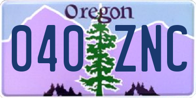 OR license plate 040ZNC