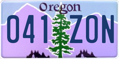 OR license plate 041ZON