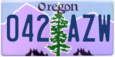 OR license plate 042AZW