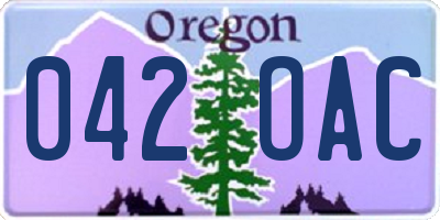 OR license plate 042OAC