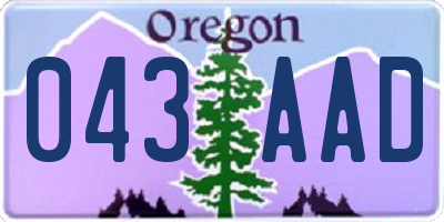 OR license plate 043AAD