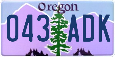 OR license plate 043ADK