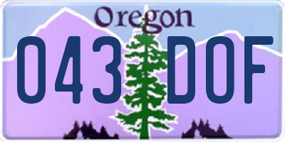 OR license plate 043DOF
