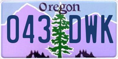 OR license plate 043DWK