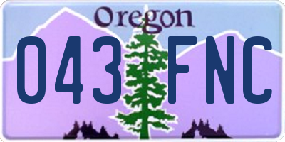 OR license plate 043FNC