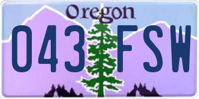 OR license plate 043FSW