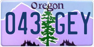 OR license plate 043GEY