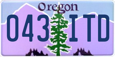 OR license plate 043ITD