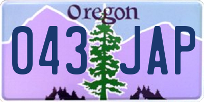 OR license plate 043JAP