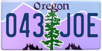 OR license plate 043JOE