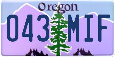 OR license plate 043MIF
