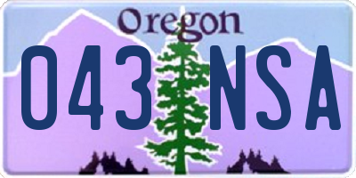 OR license plate 043NSA