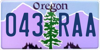 OR license plate 043RAA