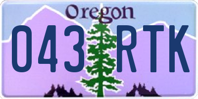 OR license plate 043RTK