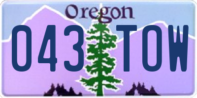 OR license plate 043TOW
