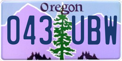 OR license plate 043UBW