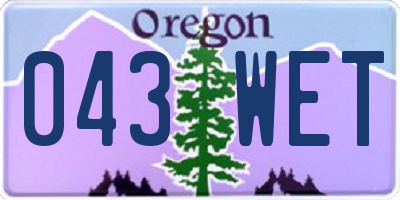 OR license plate 043WET