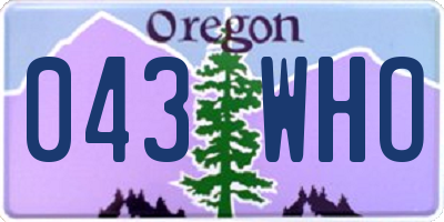 OR license plate 043WHO