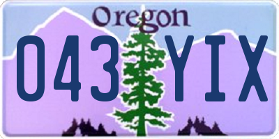 OR license plate 043YIX