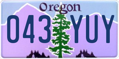 OR license plate 043YUY