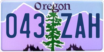 OR license plate 043ZAH