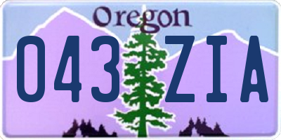 OR license plate 043ZIA