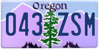 OR license plate 043ZSM