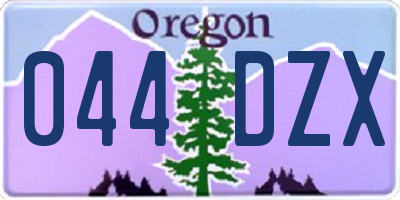 OR license plate 044DZX