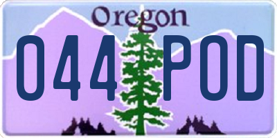 OR license plate 044POD