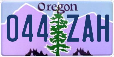 OR license plate 044ZAH