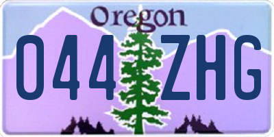 OR license plate 044ZHG