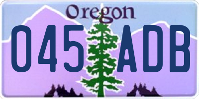 OR license plate 045ADB