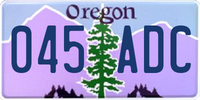 OR license plate 045ADC
