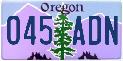 OR license plate 045ADN